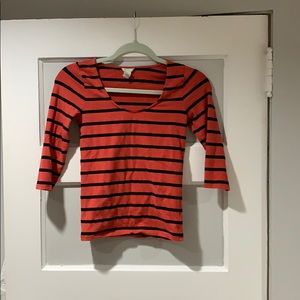 Tight/stretchy stripped shirt 3/4 sleeve